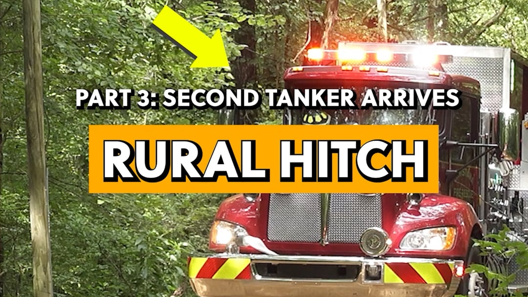 second tanker arriving for rural hitch firefighting water supply operations
